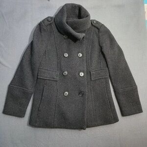 LOFT Charcoal Double-Breasted Pea Coat